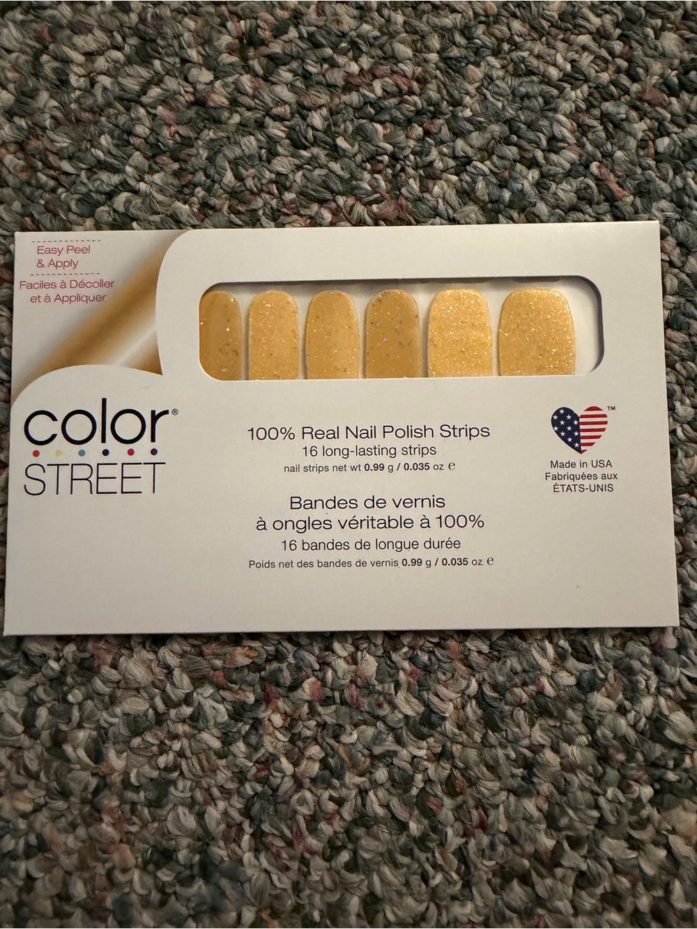 Color Street “Mighty Heroes” Gold Glitter Press-On Nail Strips